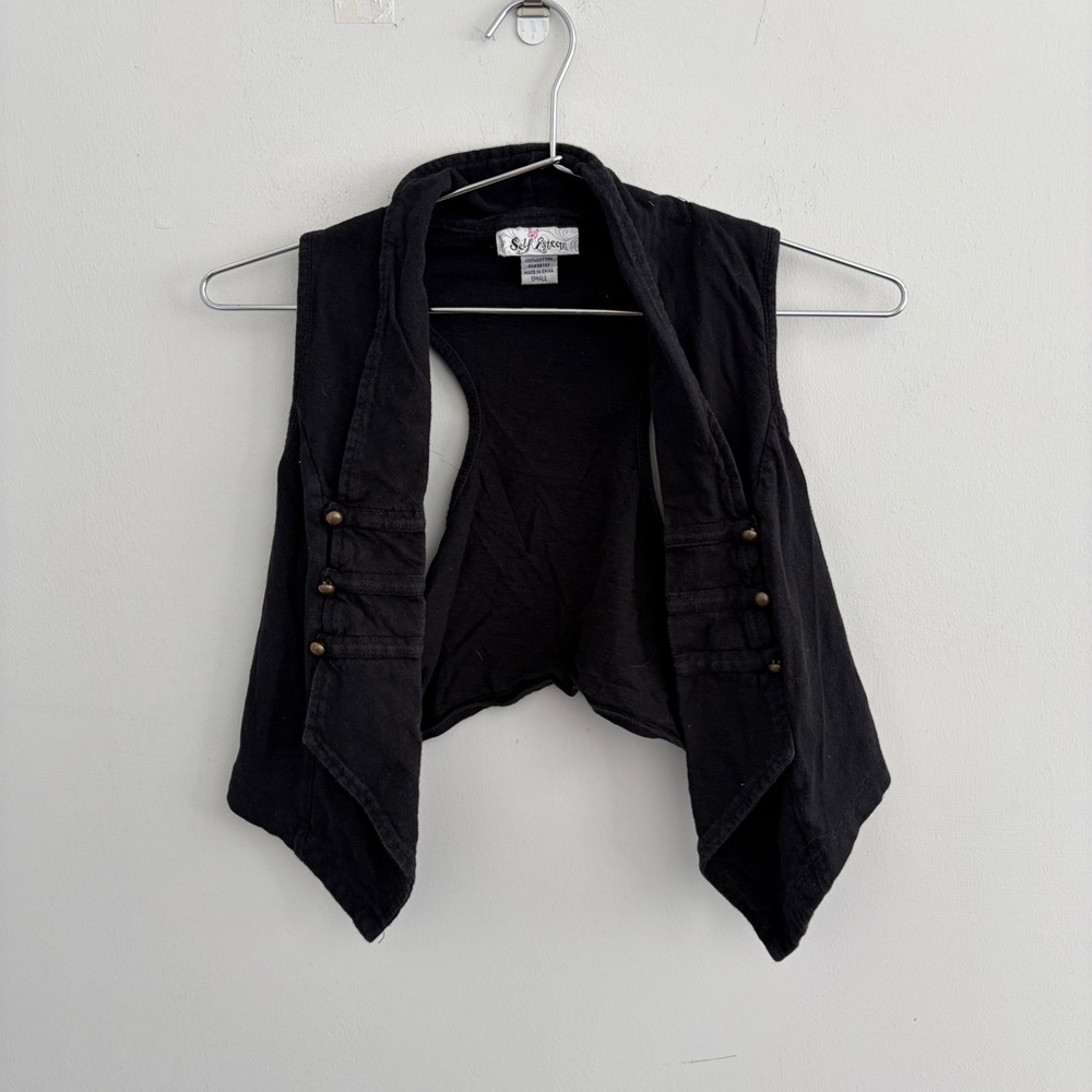 Self Esteem Black Cotton Racerback Shrug Vest Small